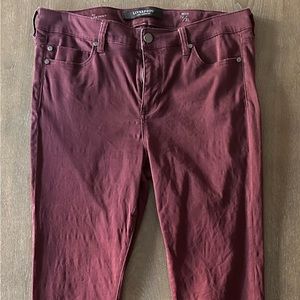 Liverpool, Size 12 Petite, Burgundy Ankle Skinny Jeans